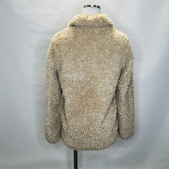 Abercrombie Kids Tan Brown Sherpa Teddy Coat - Size 15/16 - Picture 3 of 11